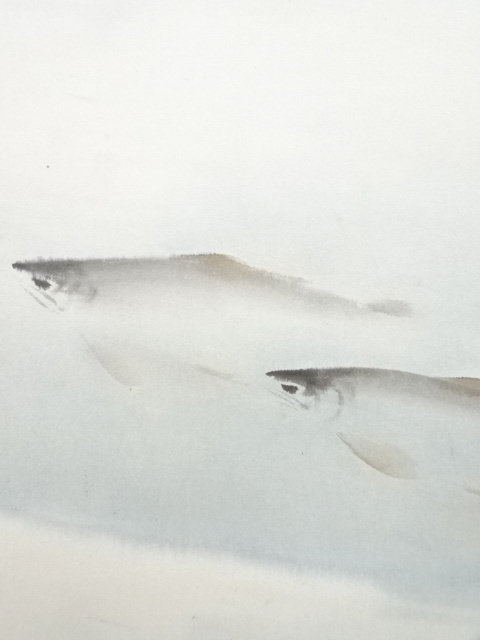 道具 ] - 道具 小寺雲洞筆 鮎 肉筆紙本掛軸（共箱）□z | ネット